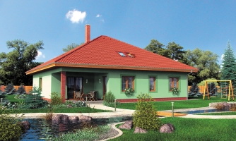 Gran casa con una buhardilla y garaje.